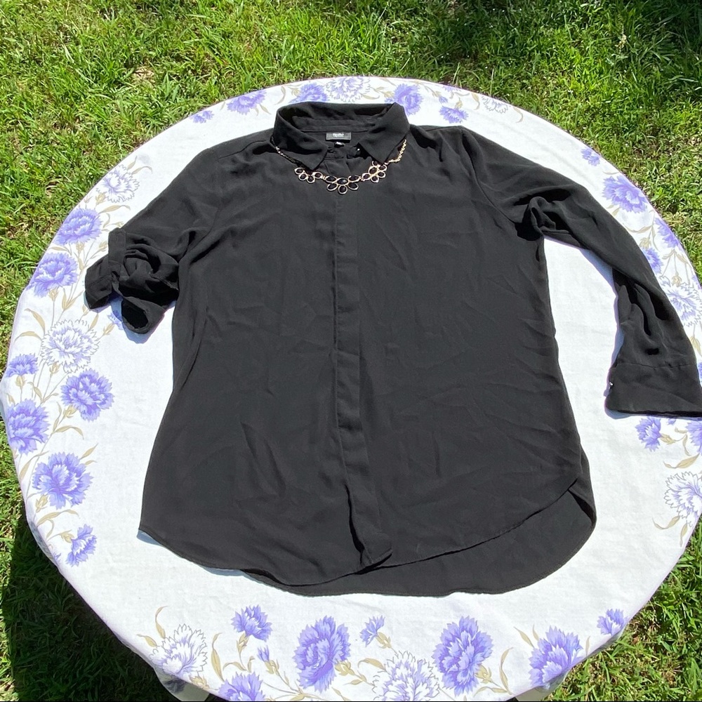 Target button-down black long sleeve semi sheer top size extra large LX